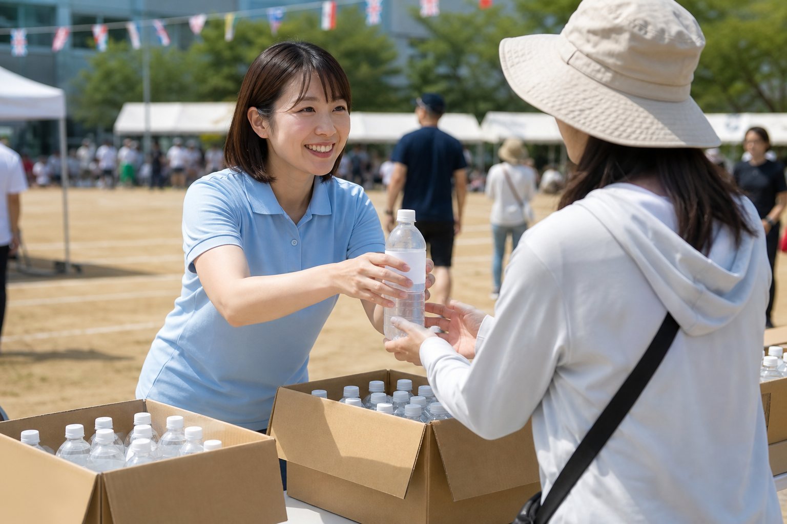 展示会・地域イベントで飲料を使用するイメージ